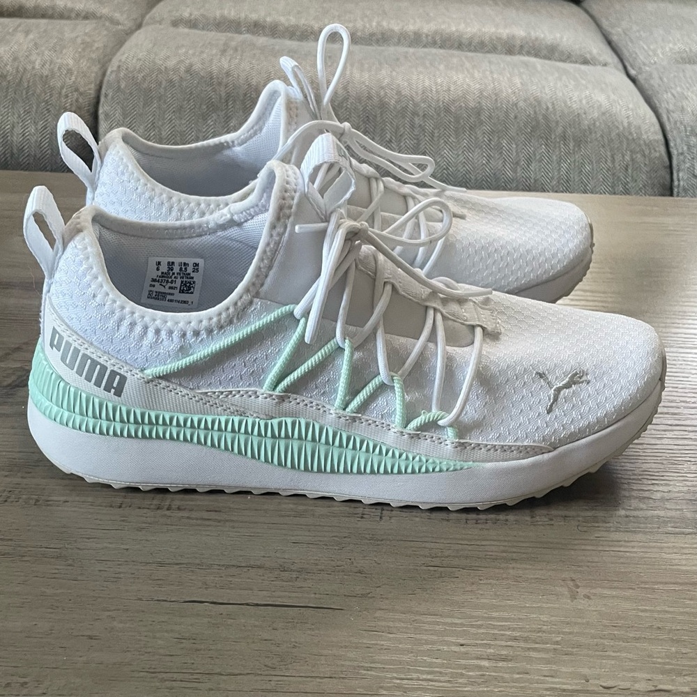 Puma Women’s SoftFoam Plus Sneakers White and Mint Green - Picture 2 of 7